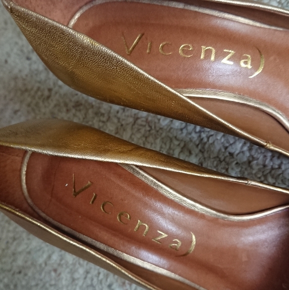 Anthropologie Vicenza Gold Chunky Heels with Glitter Block Heel size 37/36.5 - Picture 12 of 14